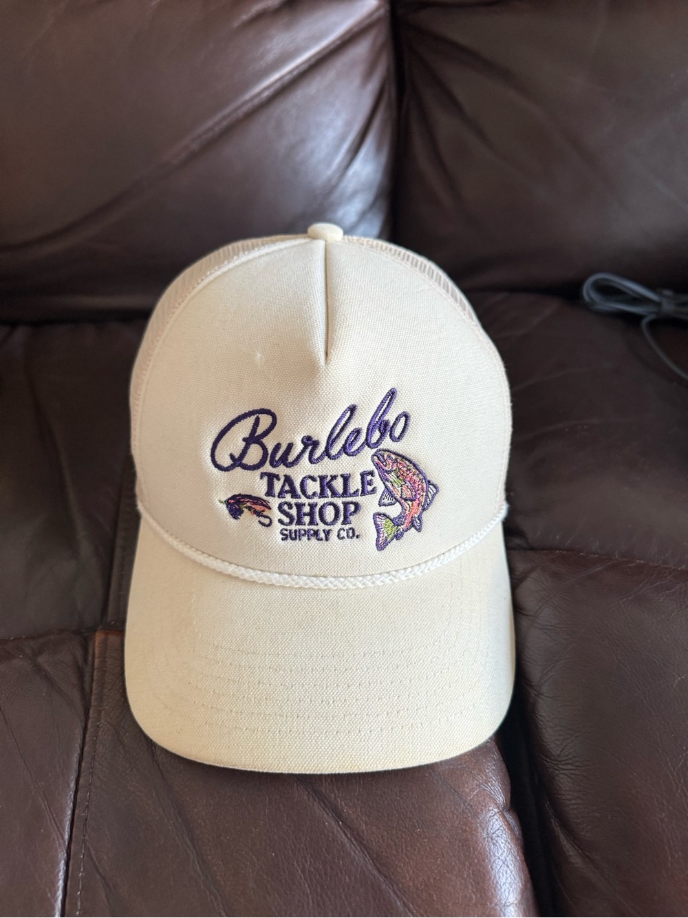 BURLEBO Khaki Fishing Logo Cap with Embroidered Fish